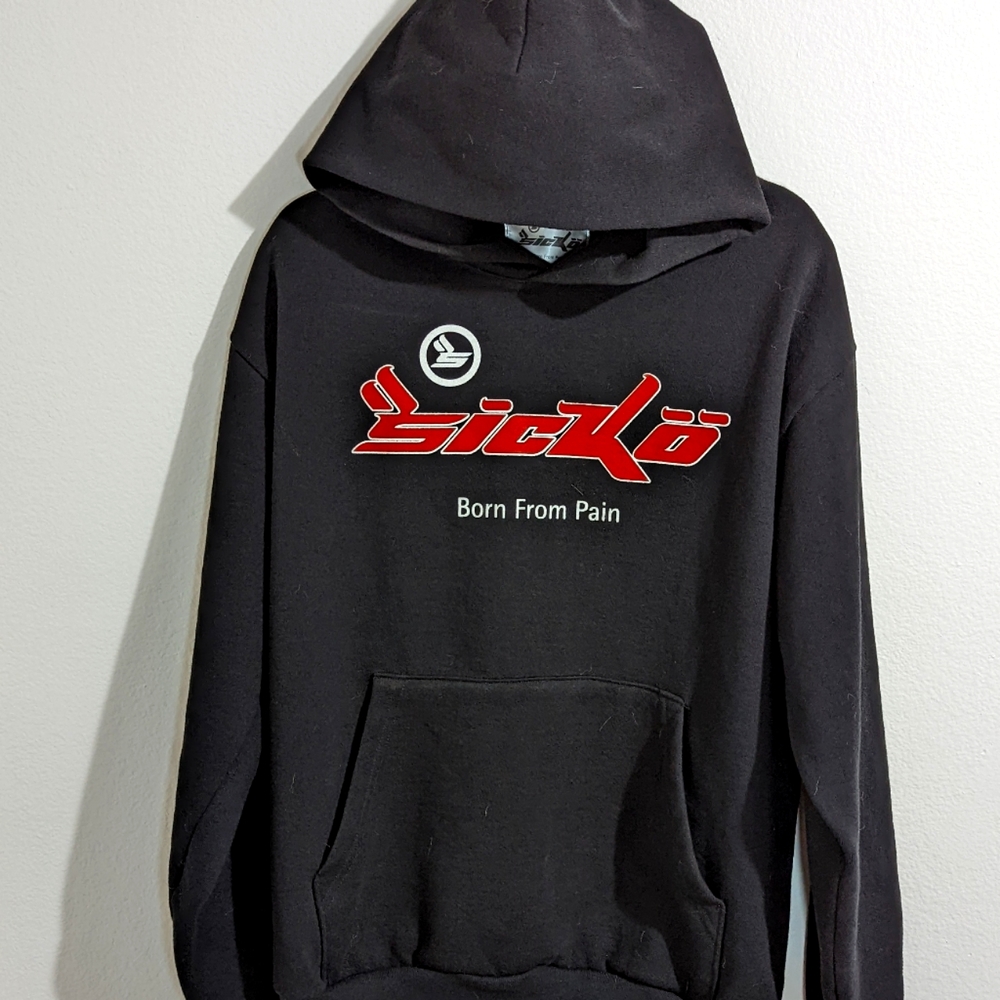 Sicko Born from Pain Hoodie Black Red Logo (Large)